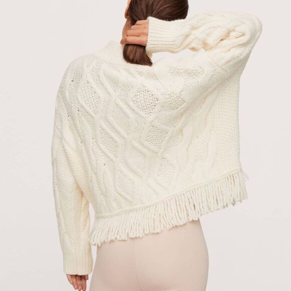 Mango Braided Fringe Sweater New - Picture 4 of 8